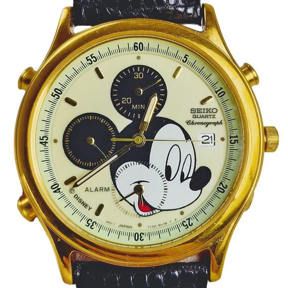 Disney Other - Disney Seiko Mickey Mouse Chronograph Watch Vintage Lumo